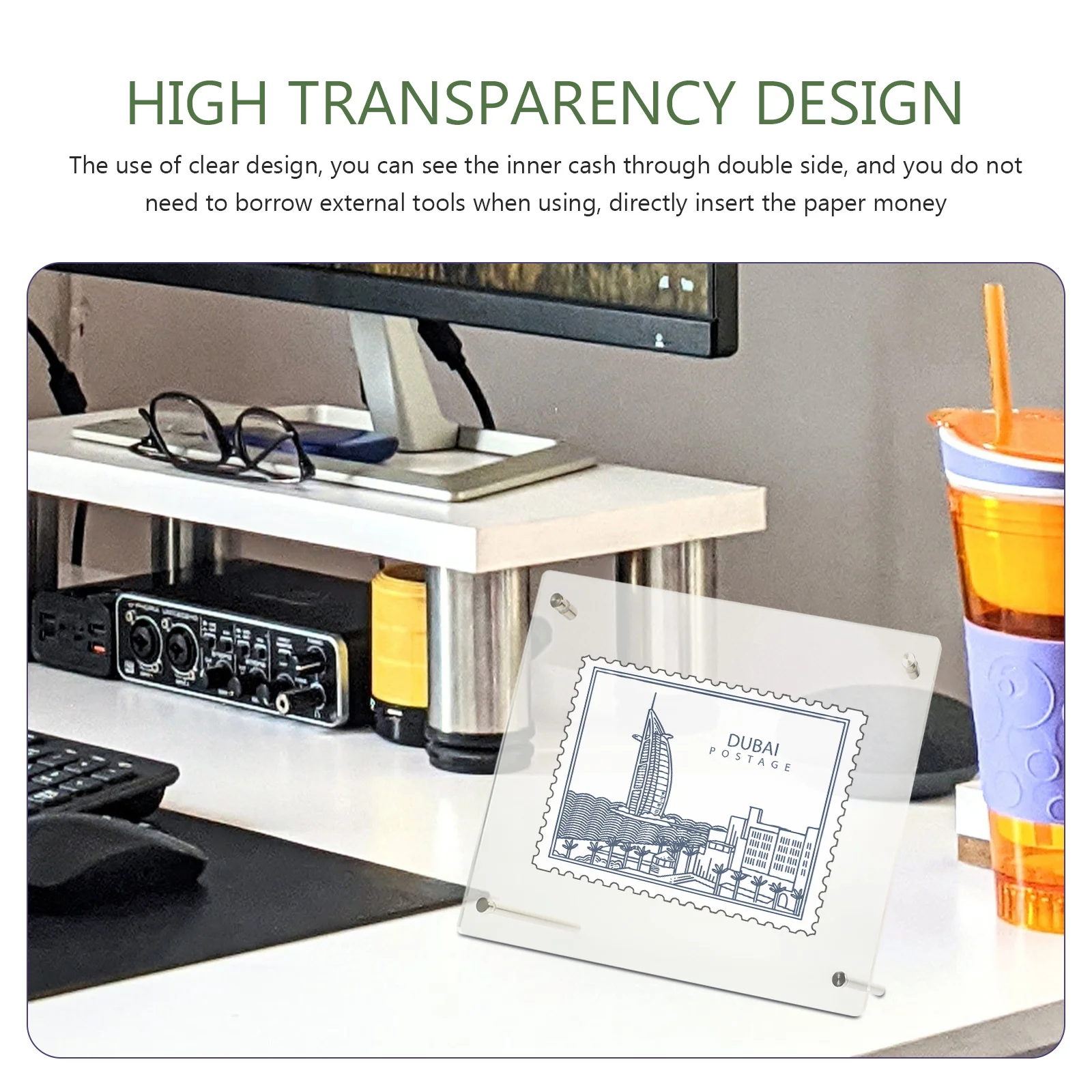 Bank Note Display Banknote Stand Monitor Ständer Acryl Dollar Bill Organizer Halter