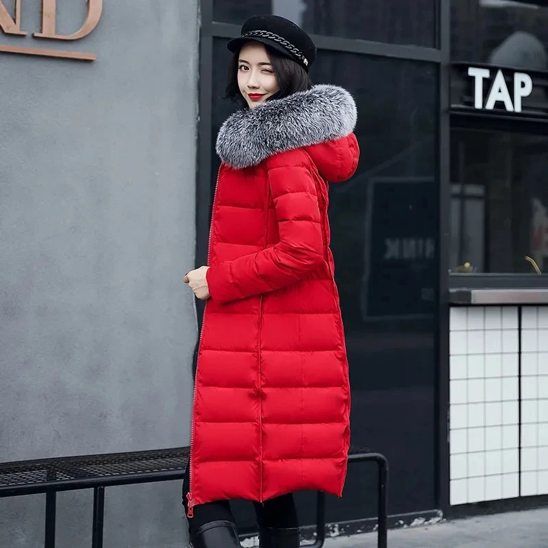 Double-sided Wear Women Parka Winter Long Coats Casual Fur Collar Hooded Jackets Thick Warm Padded Coat Female Overcoat