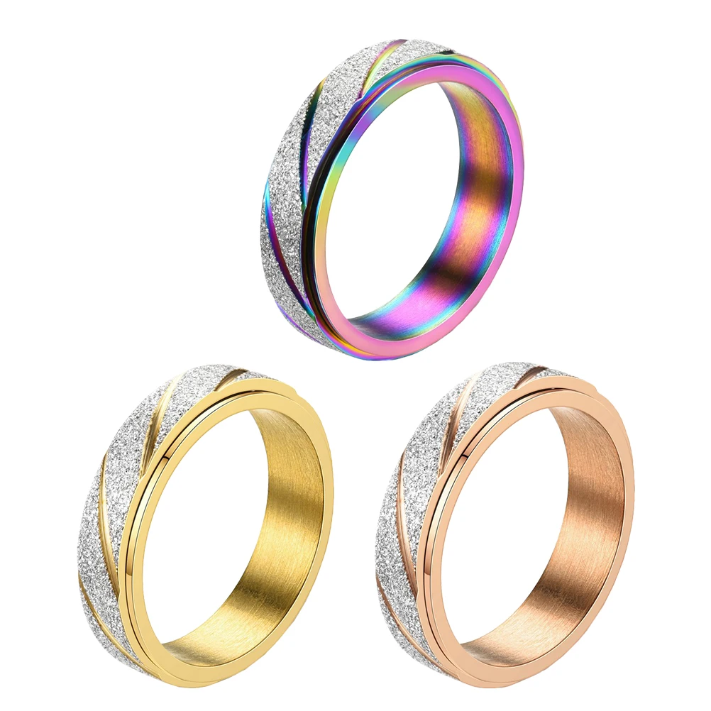 

3pcs Rotating Anxiety Rings Stainless Steel Finger Jewelry for Girls Comfortable Party Accessories Safe Skin Friendly Premium