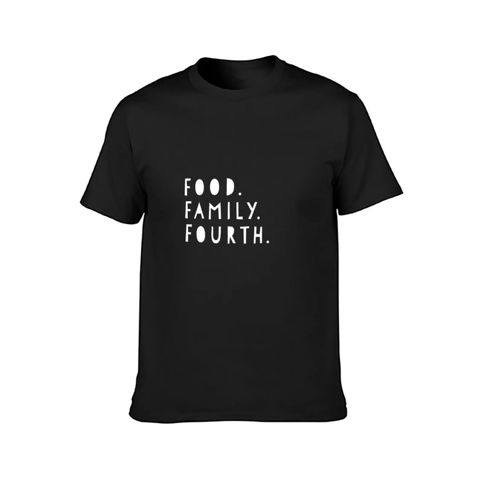 Food. Family. Fourth. Fourth of July party T-Shirt shirts graphic tees boys whites quick drying Men's cotton t-shirt