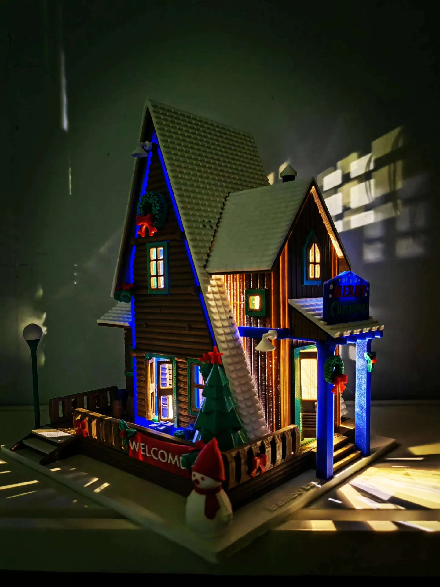 3D Printed Glow-in-the-Dark Christmas House with Controllable Lights & Openable Doors/Windows - Creative Christmas Gift