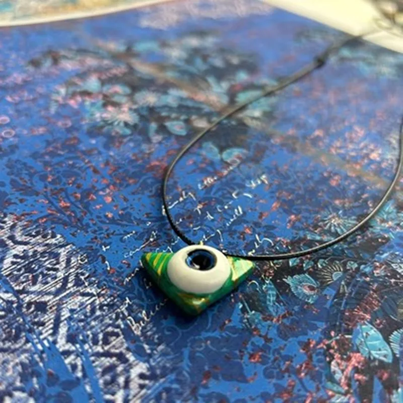 Jewelry China Hand-painted Ceramic necklace Evil Eye Necklace Pendant Chain Necklace Pendants For women men gift