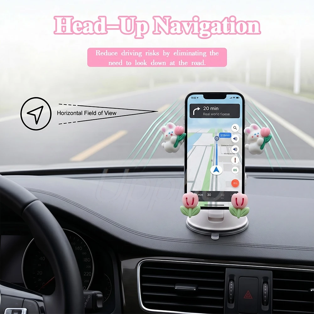 Immagine 3: Supporto Creativo per Telefono da Auto con Clip per Bocchetta dell'Aria, Design Cartone Animato, Stabile per Navigazione e Guida Quotidiana