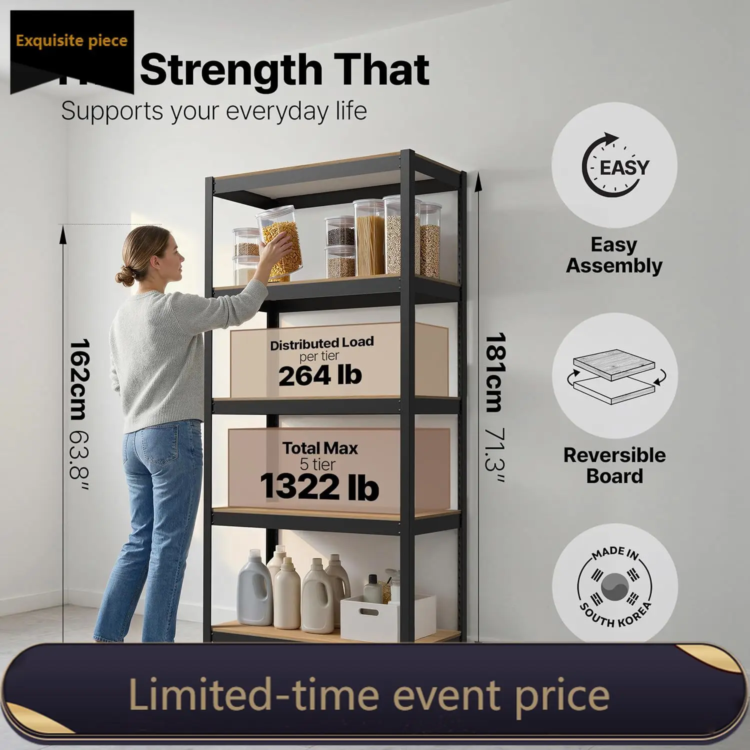

HOMEDANT House 36.2" W 5 Tier Heavy Duty Garage Shelving Adjustable Metal Rack Storage Shelves Standing Shelf Unit Organizers Pa