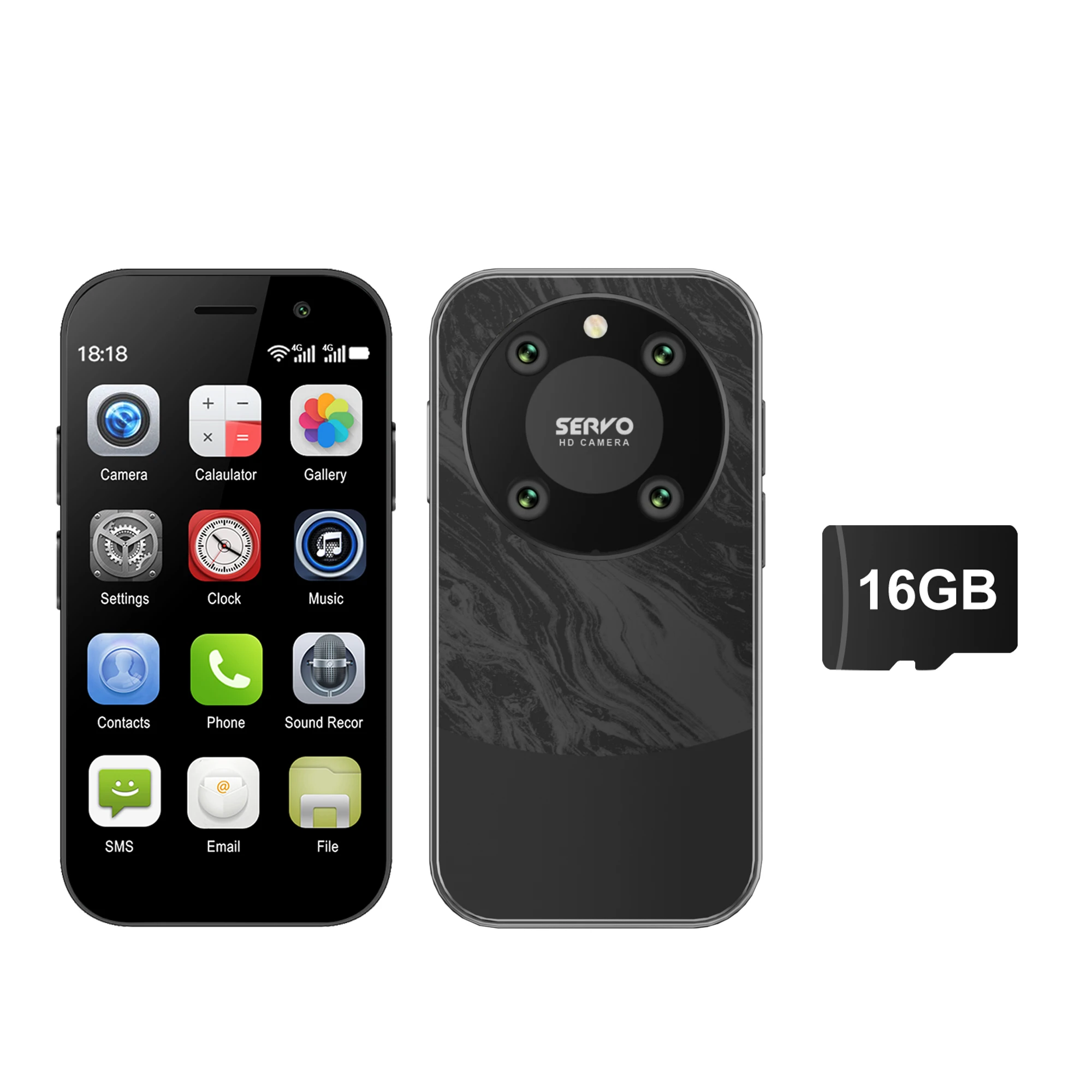 SERVO KING9000 Mini Zakformaat Android Smartphone Dual SIM 4G LTE RAM 2GB ROM 16GB Play Store WiFi 3.0 inch Scherm Kleine Smartphones