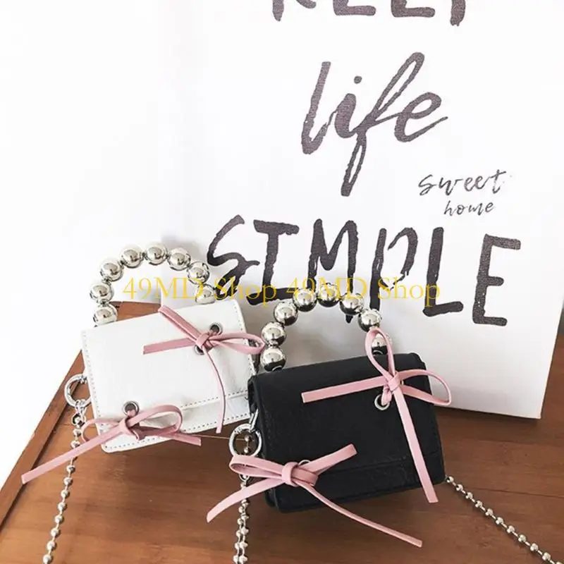 

49MD Fashionable Mini Chain Bag with Bow Adornment Handbag for Stylish Women Girls