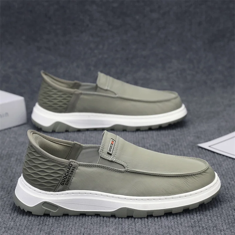 

Мужская парусиновая обувь без шнуровки, летняя дышащая тонкая повседневная обувь из ледяного шелка Beijing oes Dtd, брендовая резиновая подошва с круглым носком на плоском каблуке