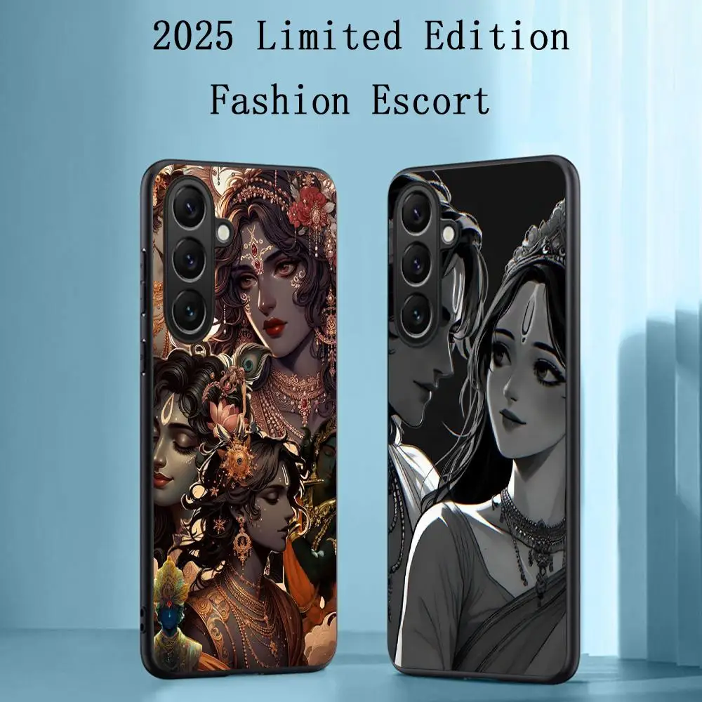 Cool Hinduism Krishna radhey fashion Phone Case For Samsung Galaxy S26 S25 S24 S23 S22 S21 Plus Ultra Note20 Soft Black