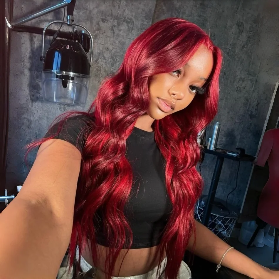 

Парик из натуральных волос 210 плотности, бордовый, 13x6 HD Lace Frontal, 99J Body Wave, 13x4 Lace Front, бразильские парики из натуральных волос на кружевной основе