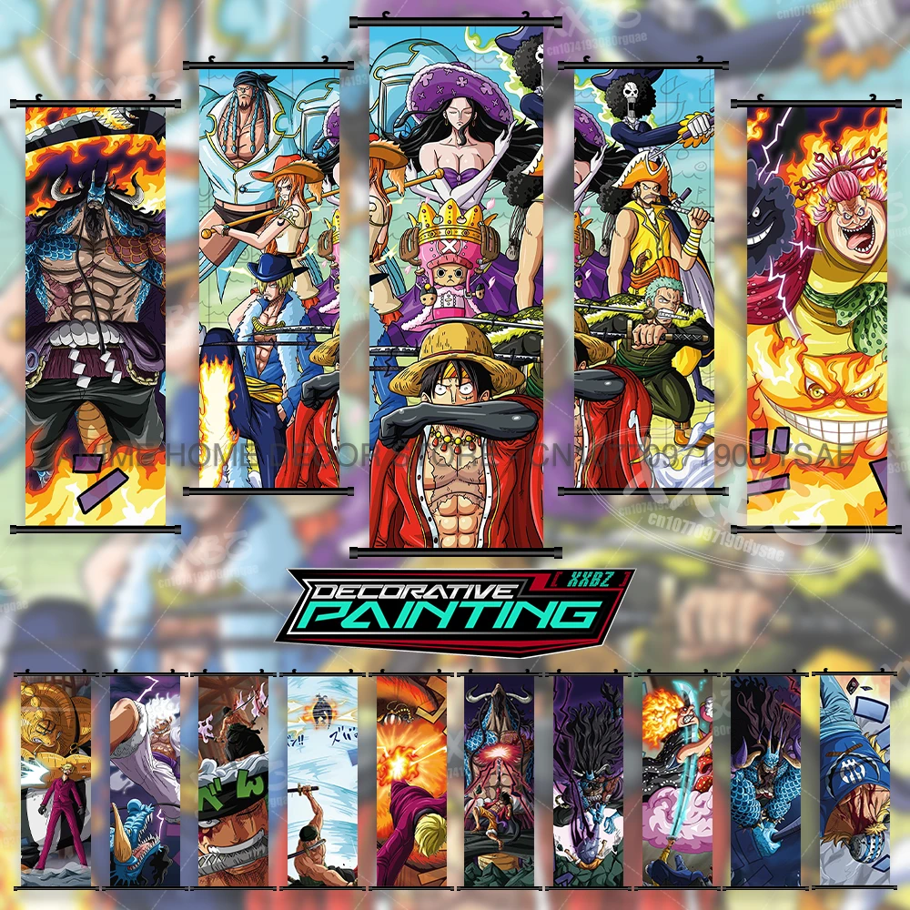 

Anime ONE PIECE Poster Chopper Scrolls Pictures Roronoa Zoro Decorative Paintings Vinsmoke Sanji Home Decor Kaido Mural Wall Art