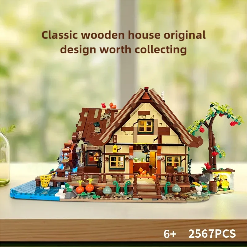 2567PCS Lakefront House Building Blocks wooden House Street View Light Bricks With figure Desktop Decoration Kids Holiday Gifts