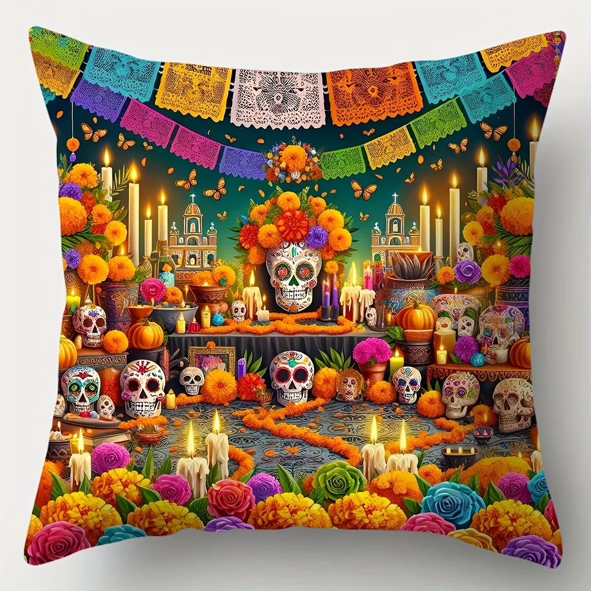 4-piece set featuring skull designs, perfect Dead celebrations. Single-sided print, zipper closure, insert not included.