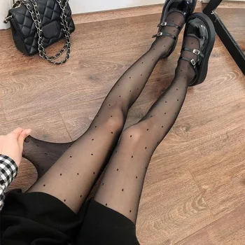 Sexy Frauen Strumpfhosen Strumpfhosen Nahtlose Spitze Mesh Fishnet Strümpfe Nylon Polka Dot Print Engen Strumpf Weibliche Dessous Strumpfwaren