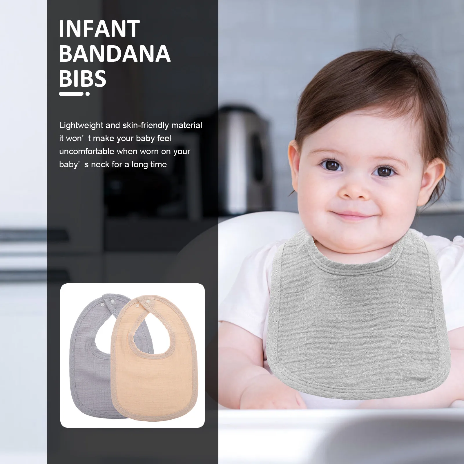 

2Pcs Baby Bibs Absorbent Cotton Infant Saliva Wipes Lightweight Skin Friendly Newborn Feeding Bibs Newborn Saliva Wipes