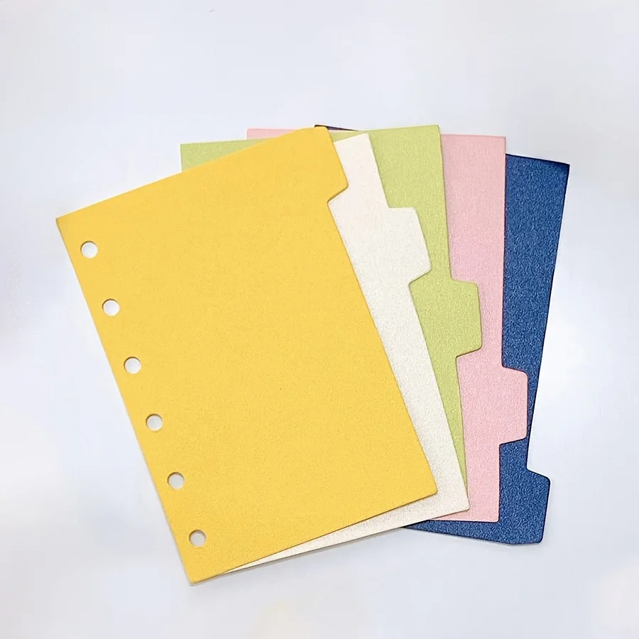 5 قطع من صفحات فاصل الفهرس، مجلد حلقي ذو 6 فتحات، صفحات فاصل دفتر الملاحظات A7، صفحات الفهرس، ملصقات التصنيف، مخطط المذكرات