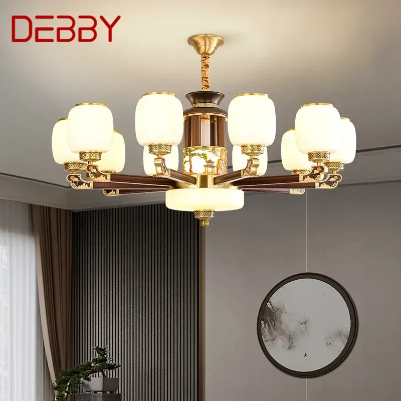 

Современная роскошная латунная Подвесная лампа DEBBY, в китайском стиле, для гостиной, столовой, спальни, виллы, коридора