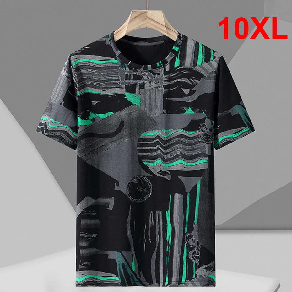 メンズ半袖Tシャツ,幾何学模様,ラージサイズ,10XL,ファッショナブル,2023