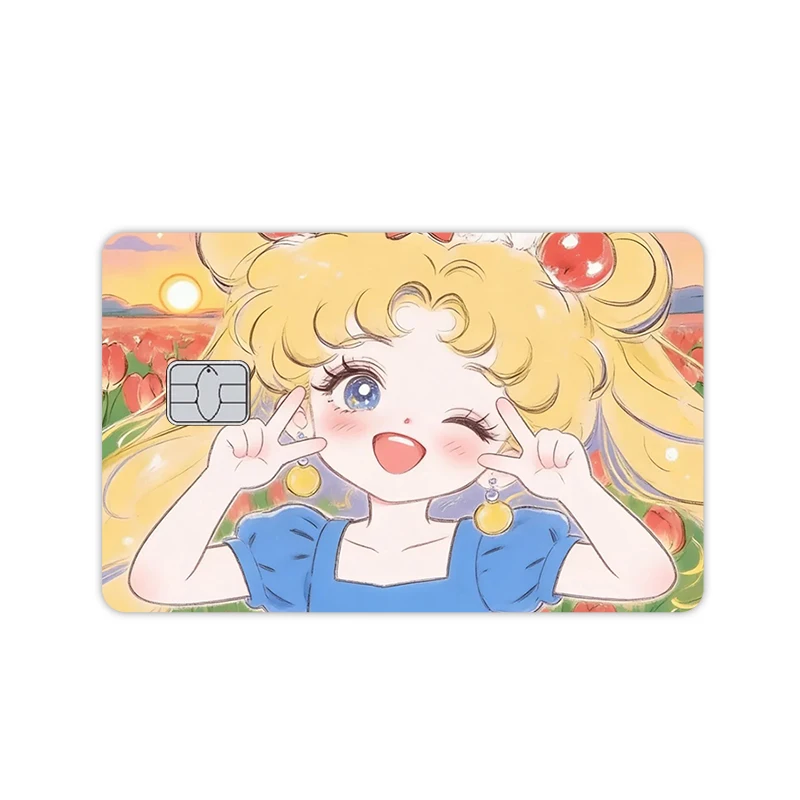 Sailor Moon Card Sticker Waterproof Debit Card Cover Tsukino Usagi Protector Skin Kawaii Student Exquisite Decor Festival Gift view 5