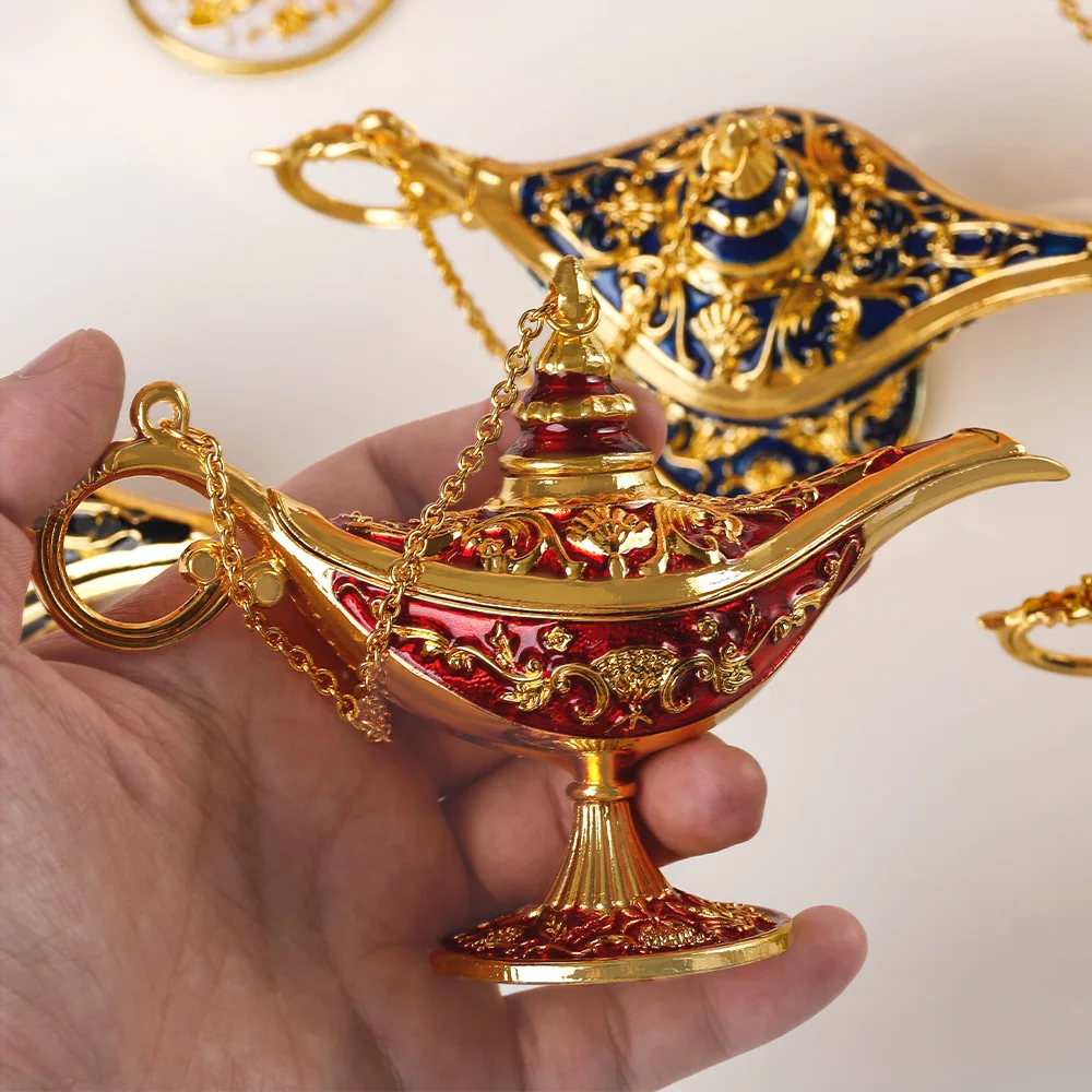 Magic Lamp Halloween Vintage Legend Lamp Wishing Light Tabletop Decoration for Arabian Costume Props Home Party Birthday Gift