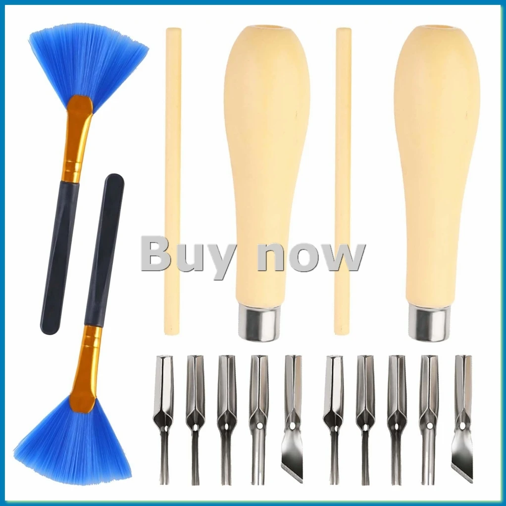 1 Sets of Linocut Tool, with 5 Different Blades Head,Linoleum Blocks Rubber Carving Block for Rubber Stamps, DIY Carving-ABHG
