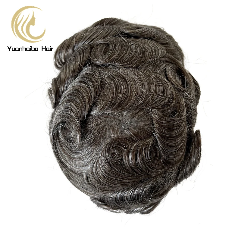 

Bleached Knots Breathable Full Swiss Lace Natural Hair Line Hundred Percent Human Hair Prosthesis Men's Toupee