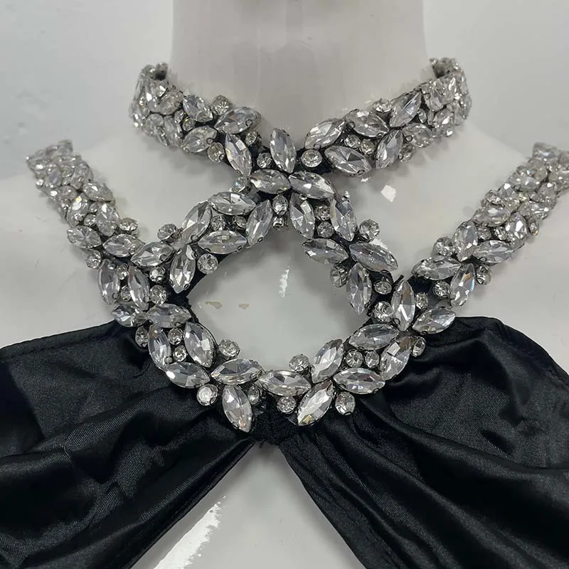 Modieuze sexy bodycon-jurk met zwarte pailletten en riem Trendy strakke wikkeljurk Nieuwe collectie avondjurk voor dames