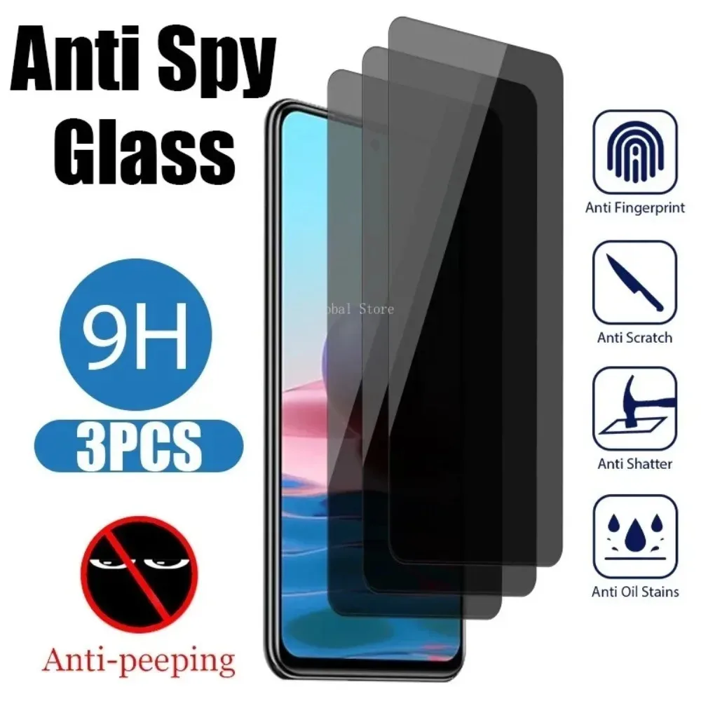 

3Pcs Privacy Screen Protector Note 12 11 Pro 8 7 11S 10S 9S Plus 5G Anti-Spy For Redmi 10C 10 9 9A 9C Glass