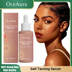 Sunless Tanning Serum For Face Body Self Tan Drops Deep Nourishment Improve Dry Rough Enhance Skin Melanin Liquid Bronzer Makeup