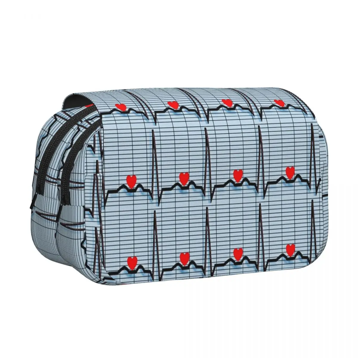 EKG Cardiac Rhythm Strips Pencil Case Pen Holder Hard Shell Leather Large Capacity Pen Box Pencil Bag for Boys Girls Gifts