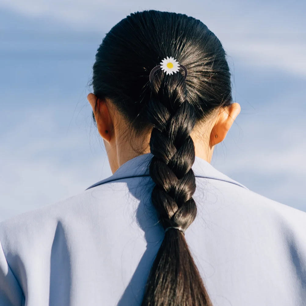 

6Pcs Daisy Shape Hairband Hair Clip Rope Set Elegant Flower Hair Decor for Girls Women Daily Travel Party Flower Hairband