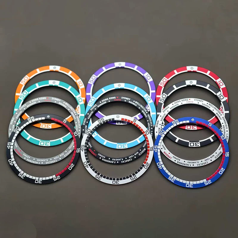 

38mmx31.5mm Flat Aluminum Watch Bezel Insert Rings Fit SKX007 SKX009 SRPD NH35 NH36 Watch Case Men Watch Refit Parts