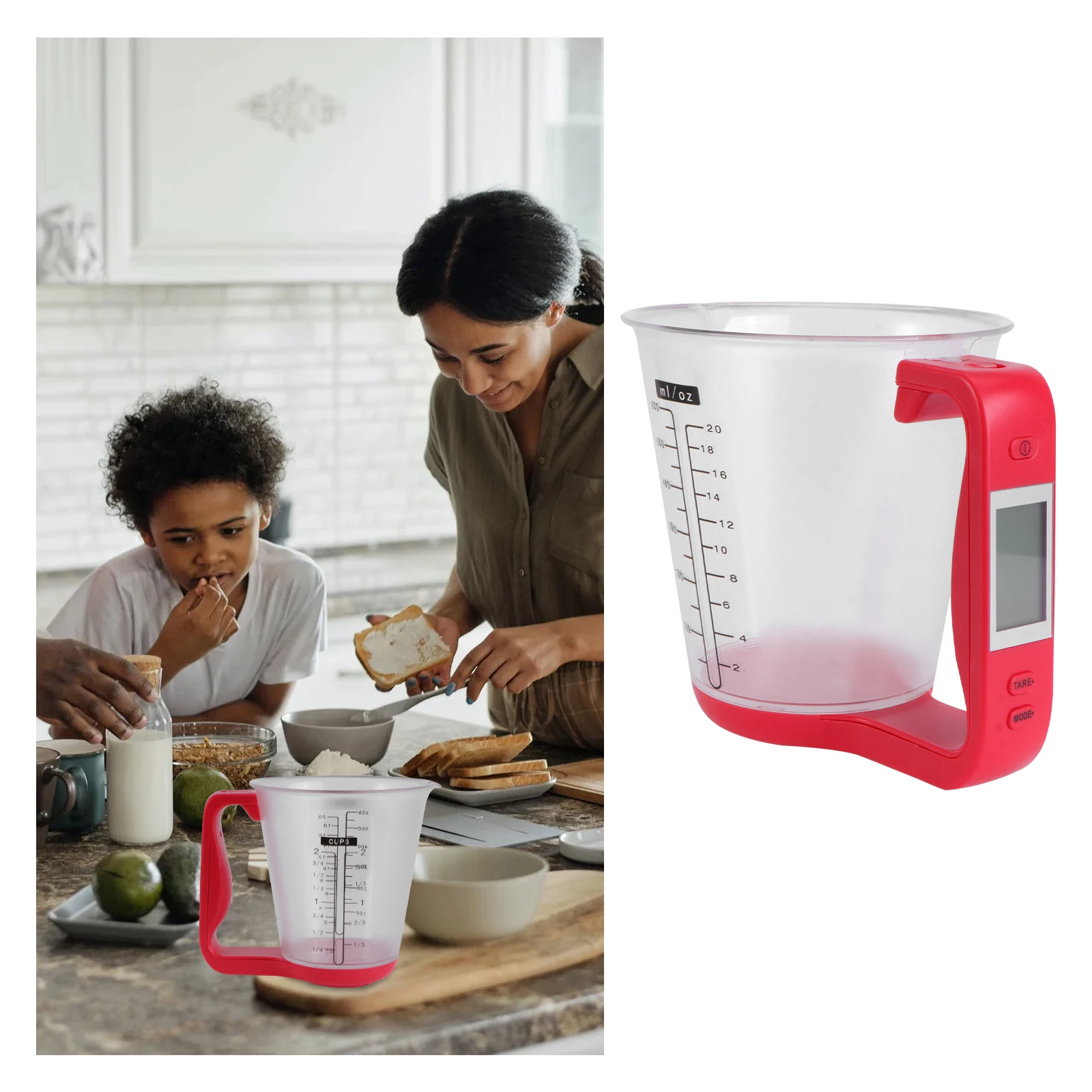 

Digital 1000G Measuring Lcd Display Measuring Cup Lcd Display Kitchen Scale Cup For Milk Powder Coffee Beverage Pharmacy Use Red