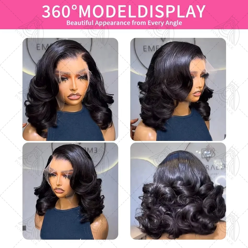 Brazilian Body Wave Short Bob 13x4 13x6 HD Transparent Lace Front Human Hair Wigs 5x5 high density Pre Plucked Lace Frontal Wig