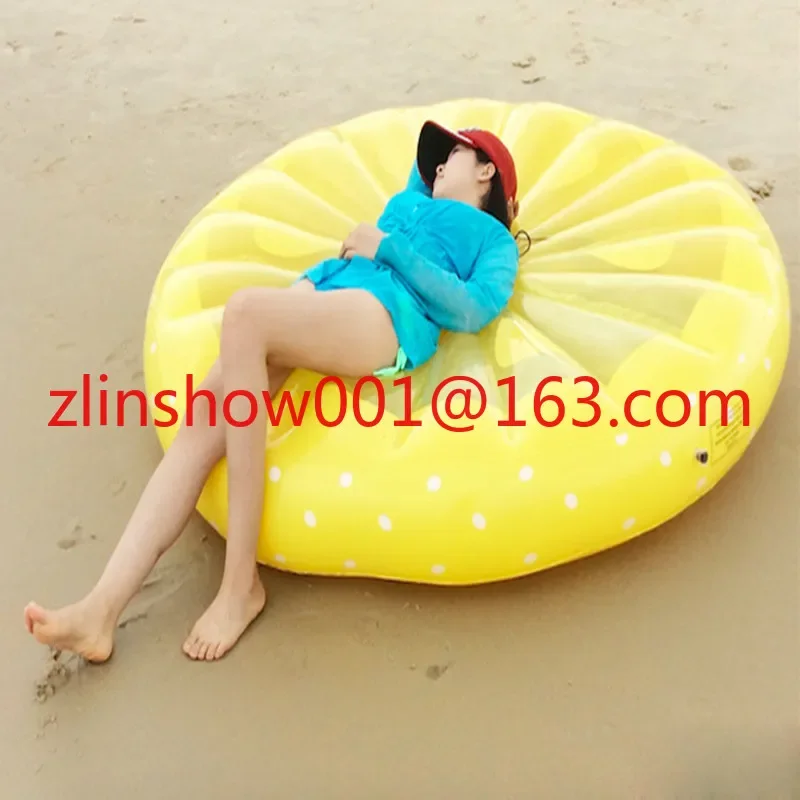 Spot water inflatable round lemon floating bed mount