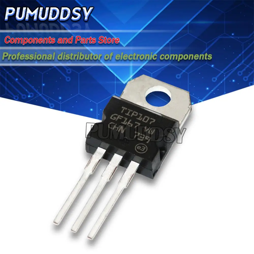 10PCS TIP107 TO220 TIP107 TO-220 Darlington Transistor 100V 8A 80W IC