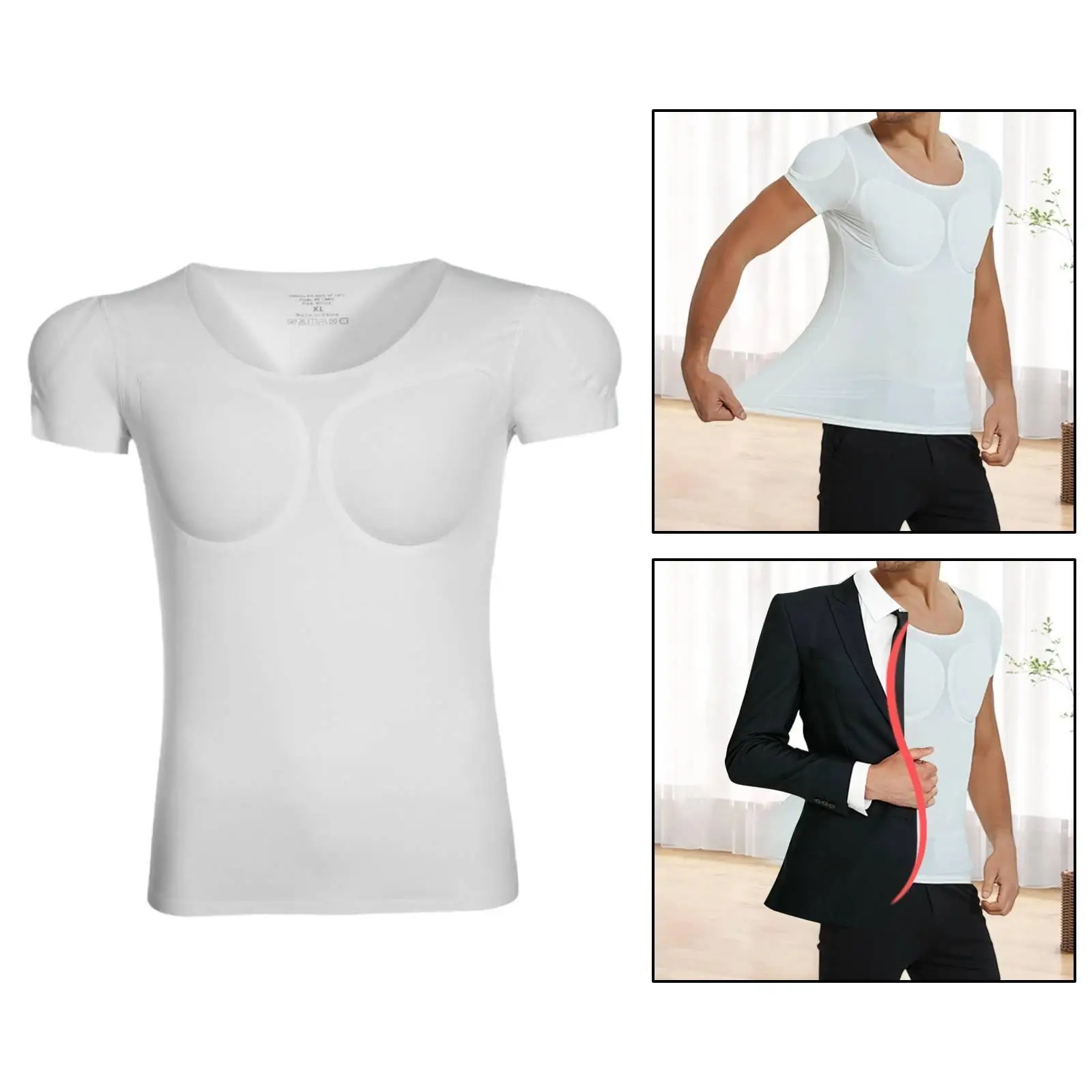 Padded Muscle Shirt Men Padded Muscle Tee Invisible Enhancer Nylon Cosplay Top for Halloween and Stage