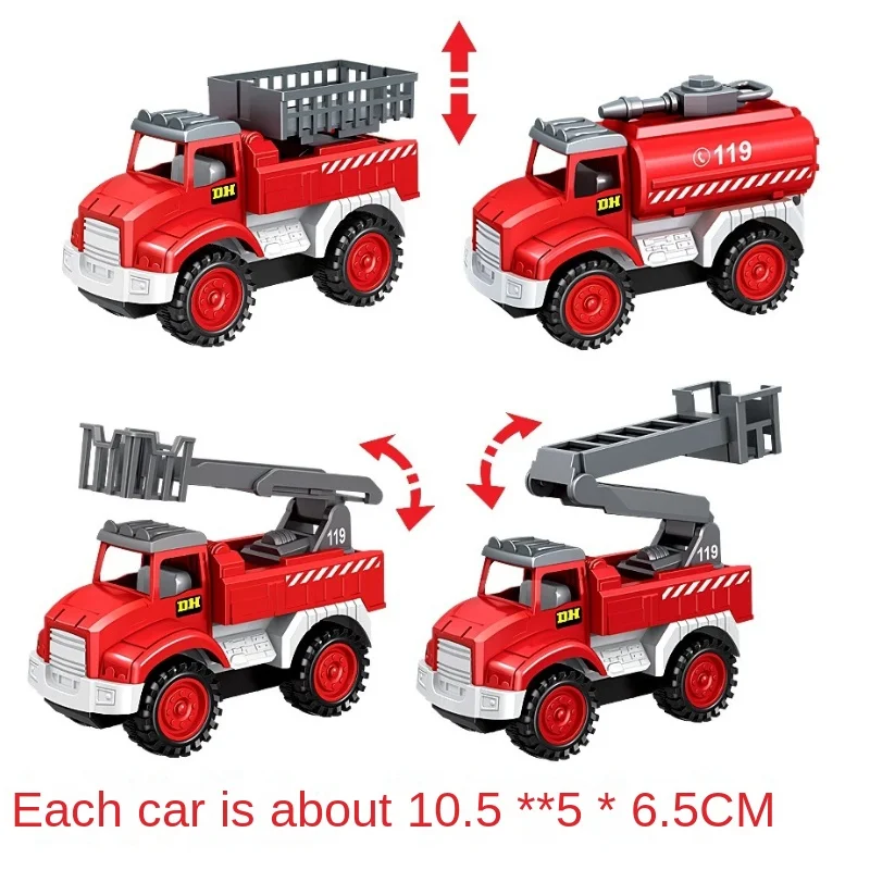 Children\'s Mini Car Model Toy Pulls Back Car Toy Engineering Car Fire Engine Children\'s Inertia Car Children\'s Toy Die Casting T