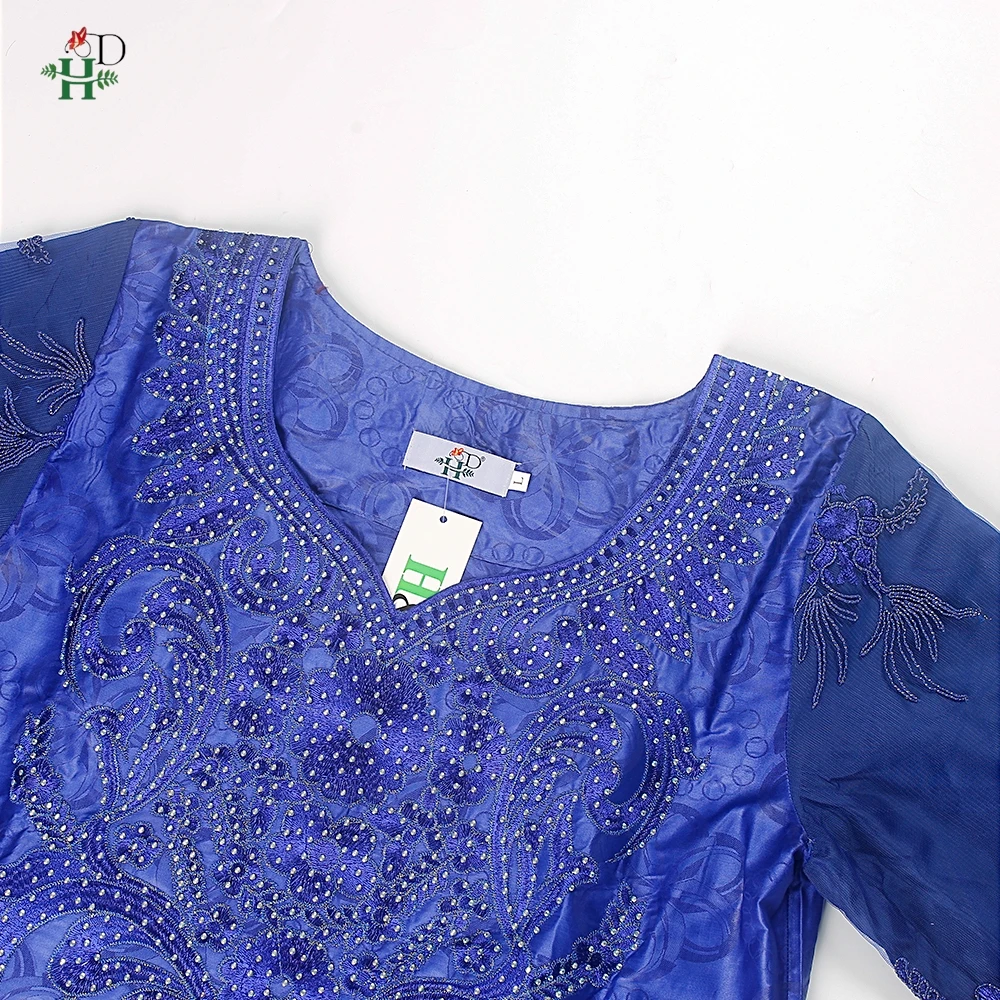 H & D فساتين بازان التقليدية الأفريقية أنيقة للنساء مقاس كبير رداء ماكسي لحفلات الزفاف ثوب مسائي ملابس أفريقيا عمامة نيجيريا #5