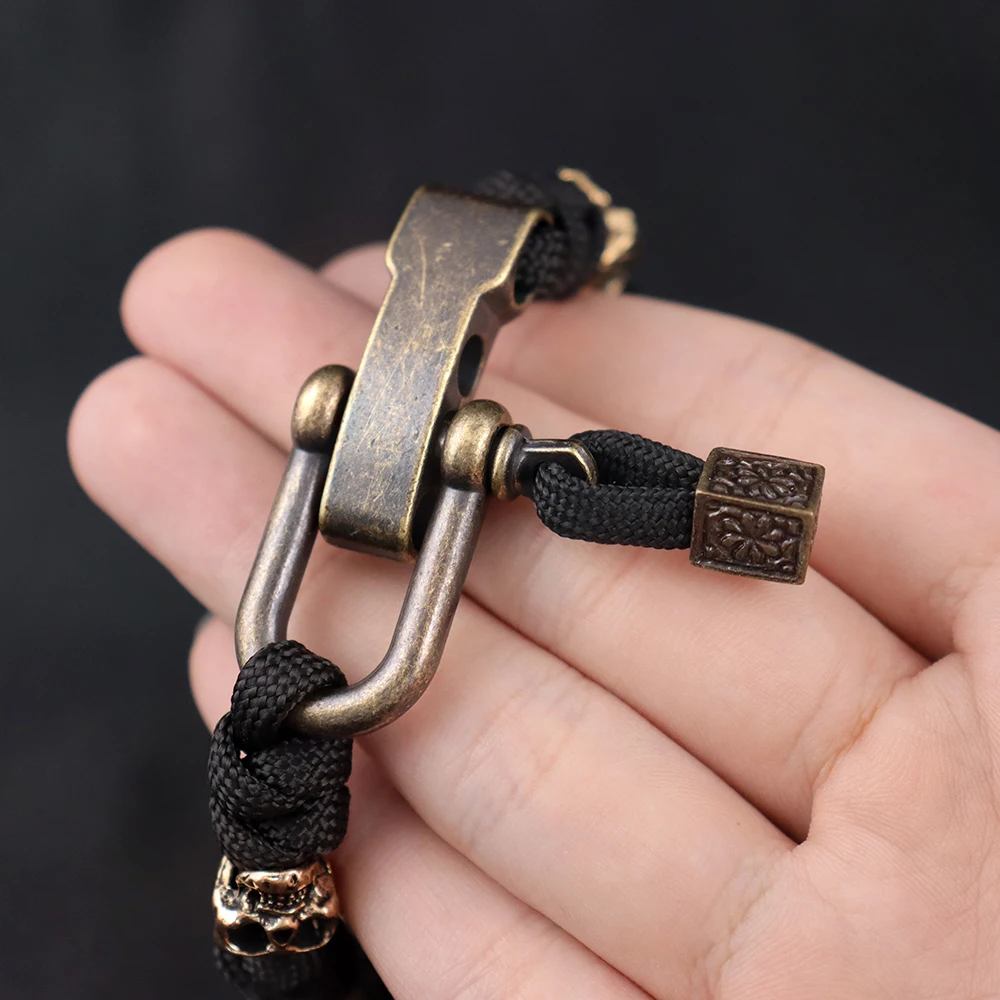 Vintage Schädel Armband für Männer kreative verstellbare handgemachte gewebte Armreifen Punk Hip Hop Motorrad Schmuck Zubehör Großhandel – Detail 6