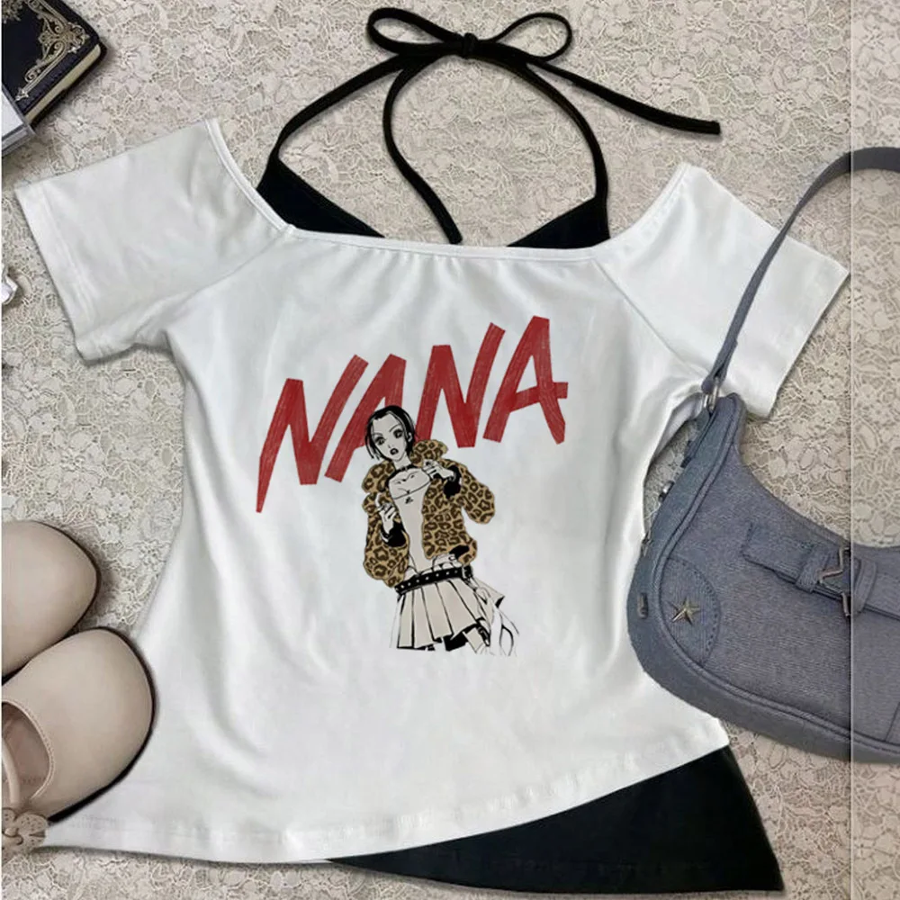 Nana cropped top girl graphic baddie alternative  anime t shirt alternative  emo 2000s gothic party