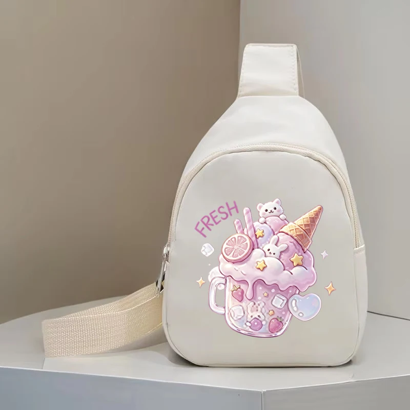 

Children's Chest Bag Fresh Kawaii Ice Cream Drink Mini Crossbody Bags for Girl Boy Cute Bunny Bear Long Strap Shoulder Bag