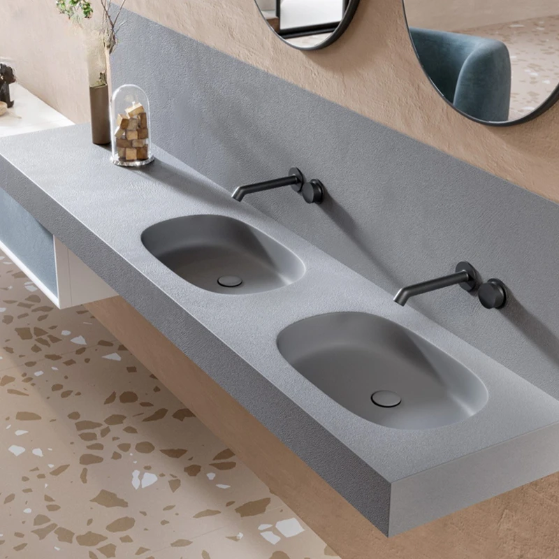 Integrated basin 1 meter 1, 2, 3, 4, 5, 6 double basin, gray rock board, artificial stone, wash hands, face, and wash basin