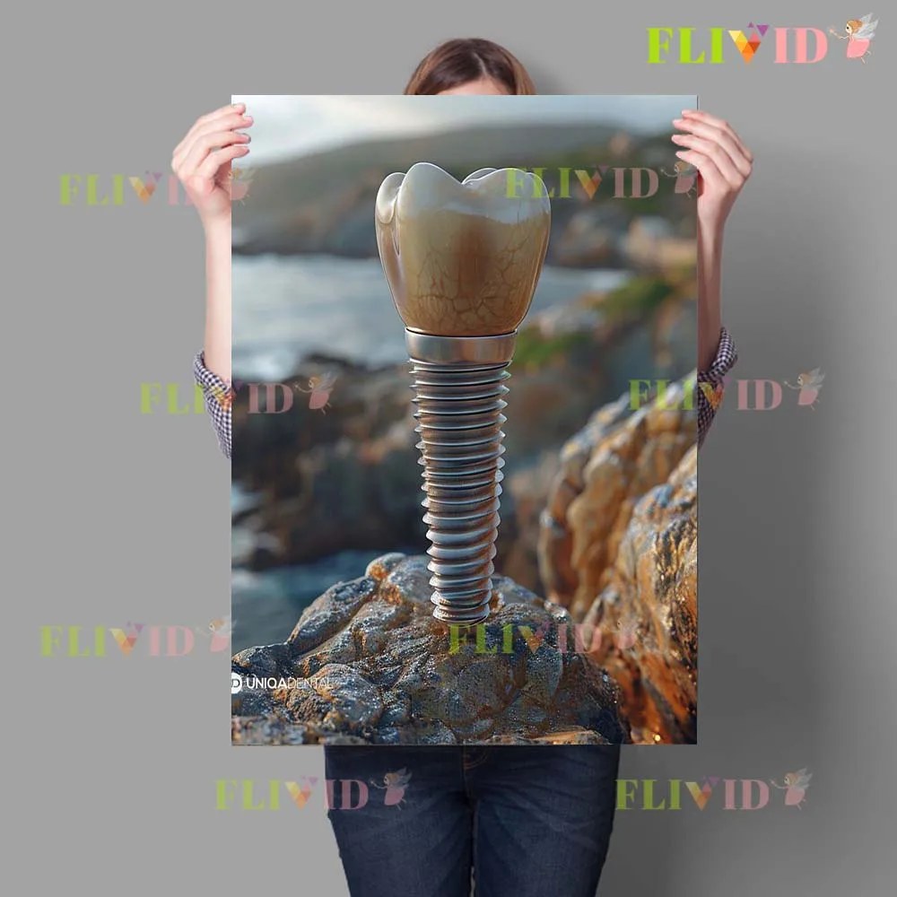Dental Implant on Vacation Dentist Tooth Poster Wall Art Canvas Painting Home Decor Wall Pictures For Living Room Unframed