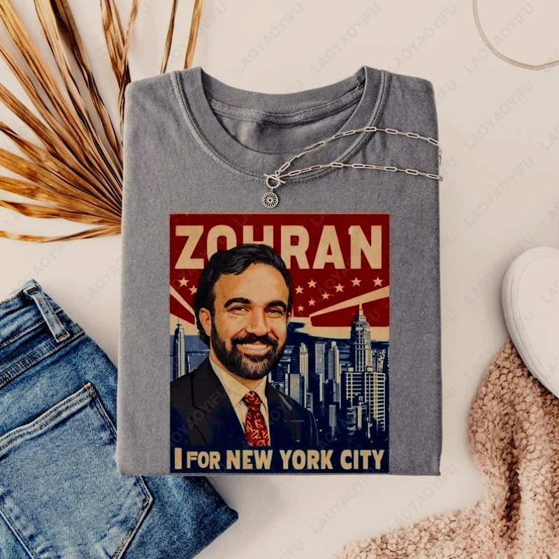 Koszulka Zohran dla NYC 2025, koszulki z grafiką Zohran Mamdani Mayor, modna, progresywna odzież codzienna, koszulka męska i damska, bawełniana koszulka