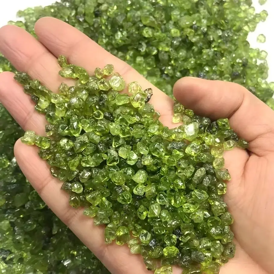 200g Natural Glitter Olivine Quartz Crystals Chips Raw Stone Gravel Gemstone Aquarium Fengshui Healing Reiki Peridot DIY Garden view 2