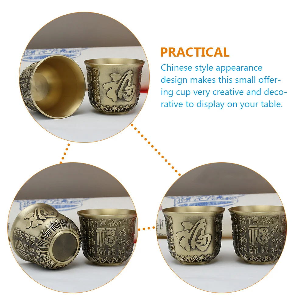 

Lotus Bottom Copper Teacup Light Brown Retro Decor Table Centerpiece Small Size Offering Cup Home Accessory Desk Decor Glassware