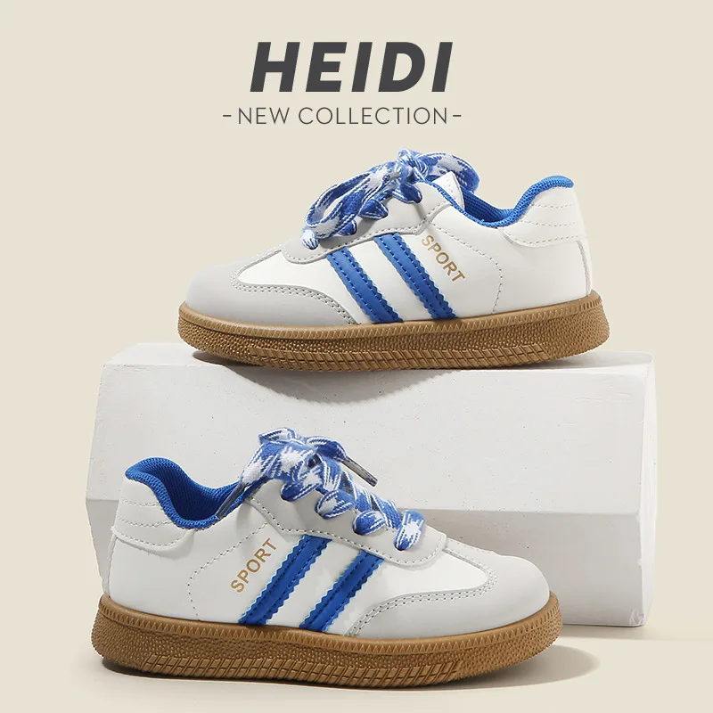 

Children Spring Autumn Kids Casual Soft Soled Shoes Girls Sport Shoes Boys Low Top Sneaker Velcro Neutral Front Lacing Stripe