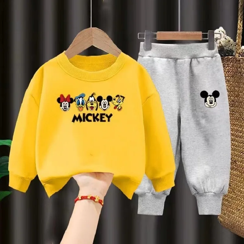 Autumn Baby Girl Boy Clothes Set Children Disney Mickey Printing Sweatshirt Top and Pants Bottom 2 Pieces Suit Kid Tracksuit