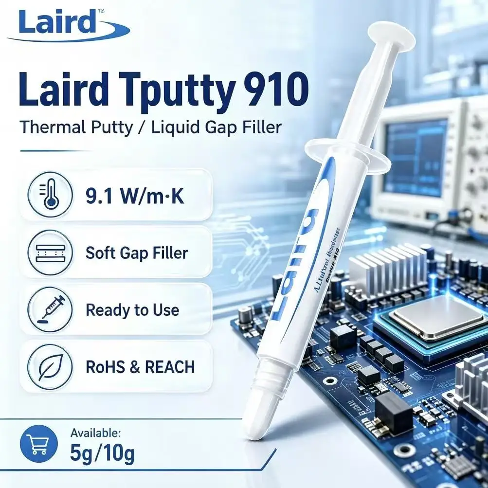 Laird Tputty 910 Thermal Putty 9.1W/mK Liquid Gap Filler Pink Thermal Compound for CPU GPU Laptop PC IC Module Cooling, 5g/10g