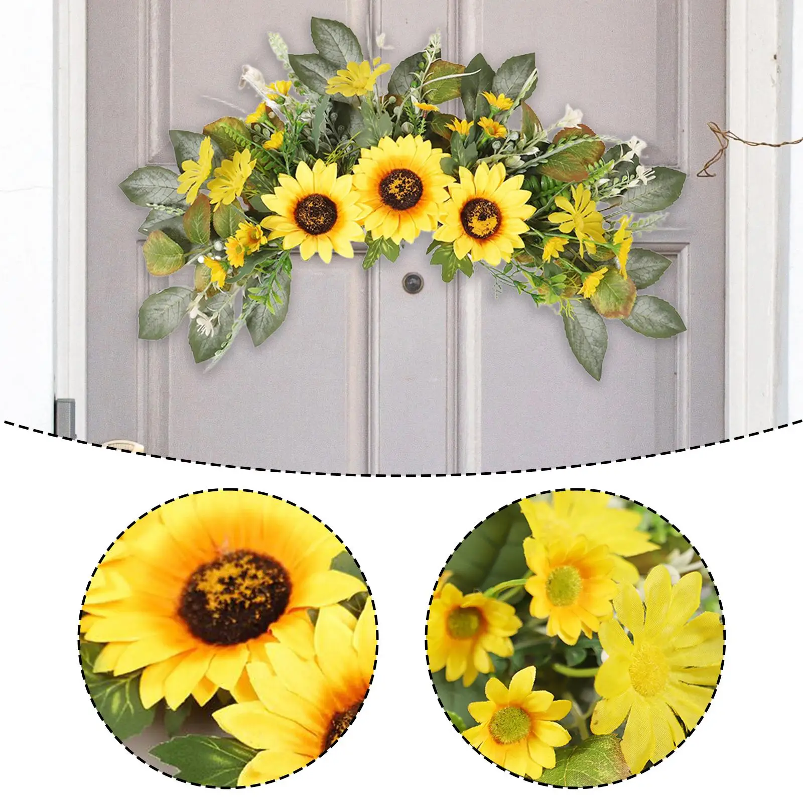 

Wedding Arch Flowers Sunflower Artificial Floral Swag Front Door Wreath for Holiday Home Decoration Door Lintel Porch Wall Decor